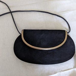 Vintage Suede and Leather black & gold Di Sandro crossbody bag